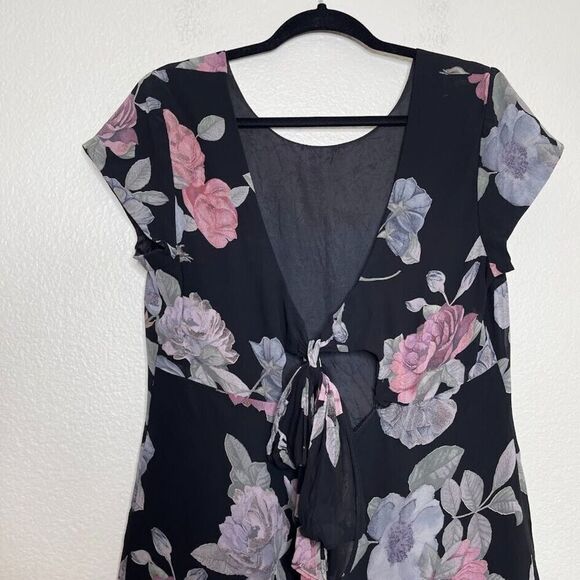 90’s Y2K Midi Dress Vintage Size 14 Chiffon Floral Romantic Fairy Whimsigoth - Picture 8 of 9